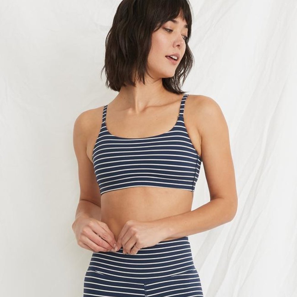 Marine Layer Margot Sports Bra Navy/White Strip M